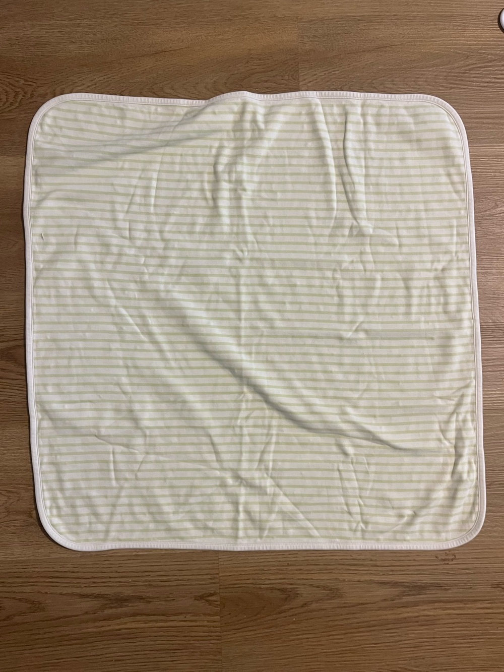 Kissy Kissy Cream and Green Striped Baby Recieving Blanket